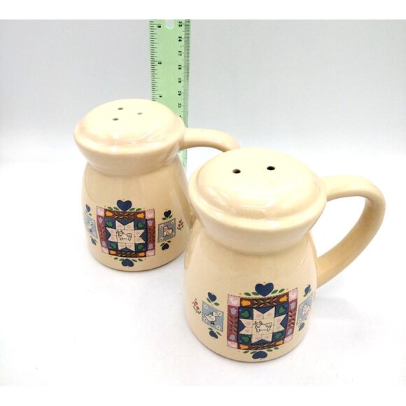 Salt and Pepper Shakers Country Quilt LOFISA Mexico Discontinued Cozy Farmcore - Picture 12 of 12